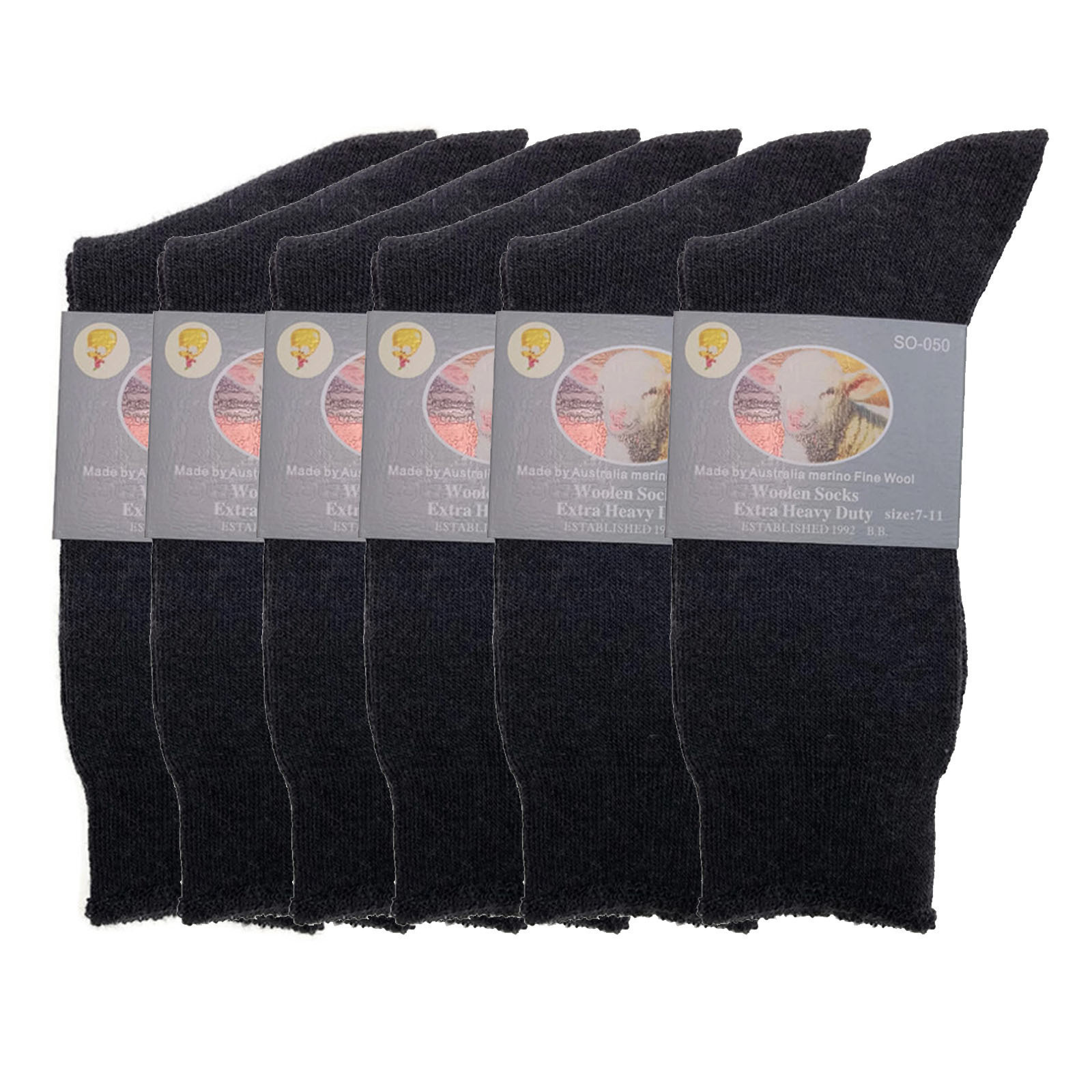 6 Pairs Merino Wool Blend Woolen Work Socks Hiking Heavy Duty Warm Thermal Bulk - Picture 14 of 34