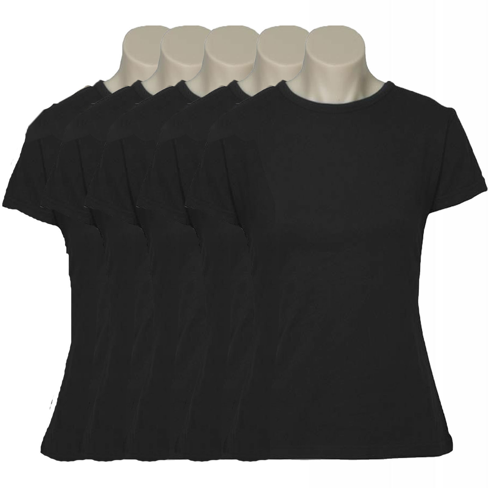 5x Women's Plain Ladies T SHIRT 100% COTTON Basic Tee Casual Top Size 6-24 BULK - Picture 24 of 122