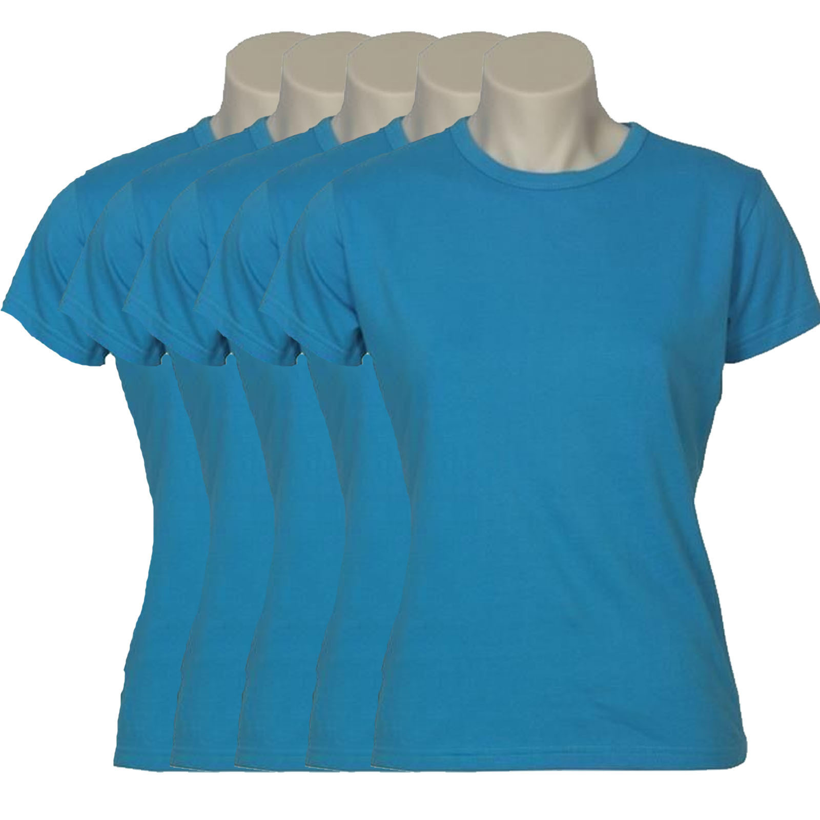 5x Women's Plain Ladies T SHIRT 100% COTTON Basic Tee Casual Top Size 6-24 BULK - Picture 36 of 122