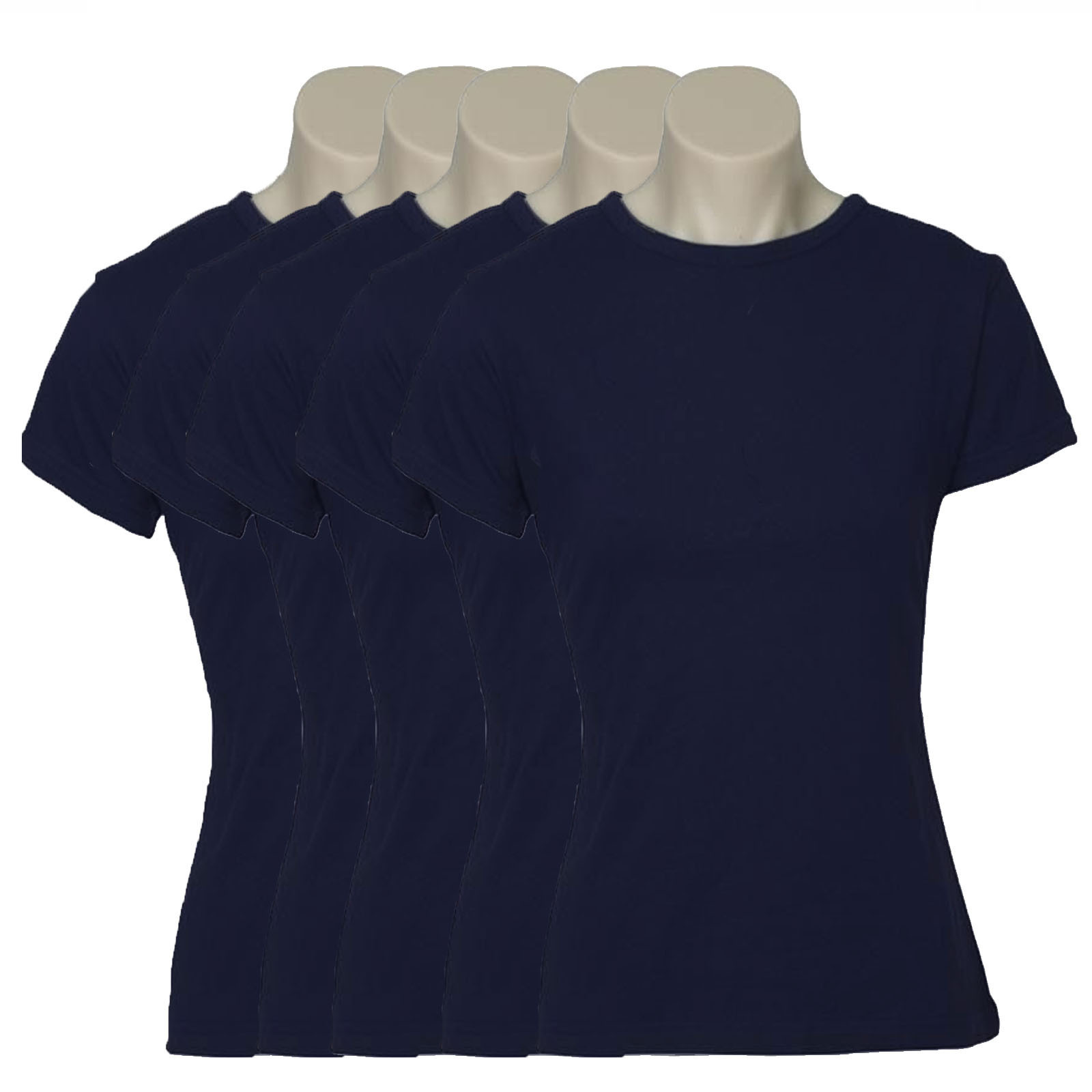 5x Women's Plain Ladies T SHIRT 100% COTTON Basic Tee Casual Top Size 6-24 BULK - Picture 67 of 122