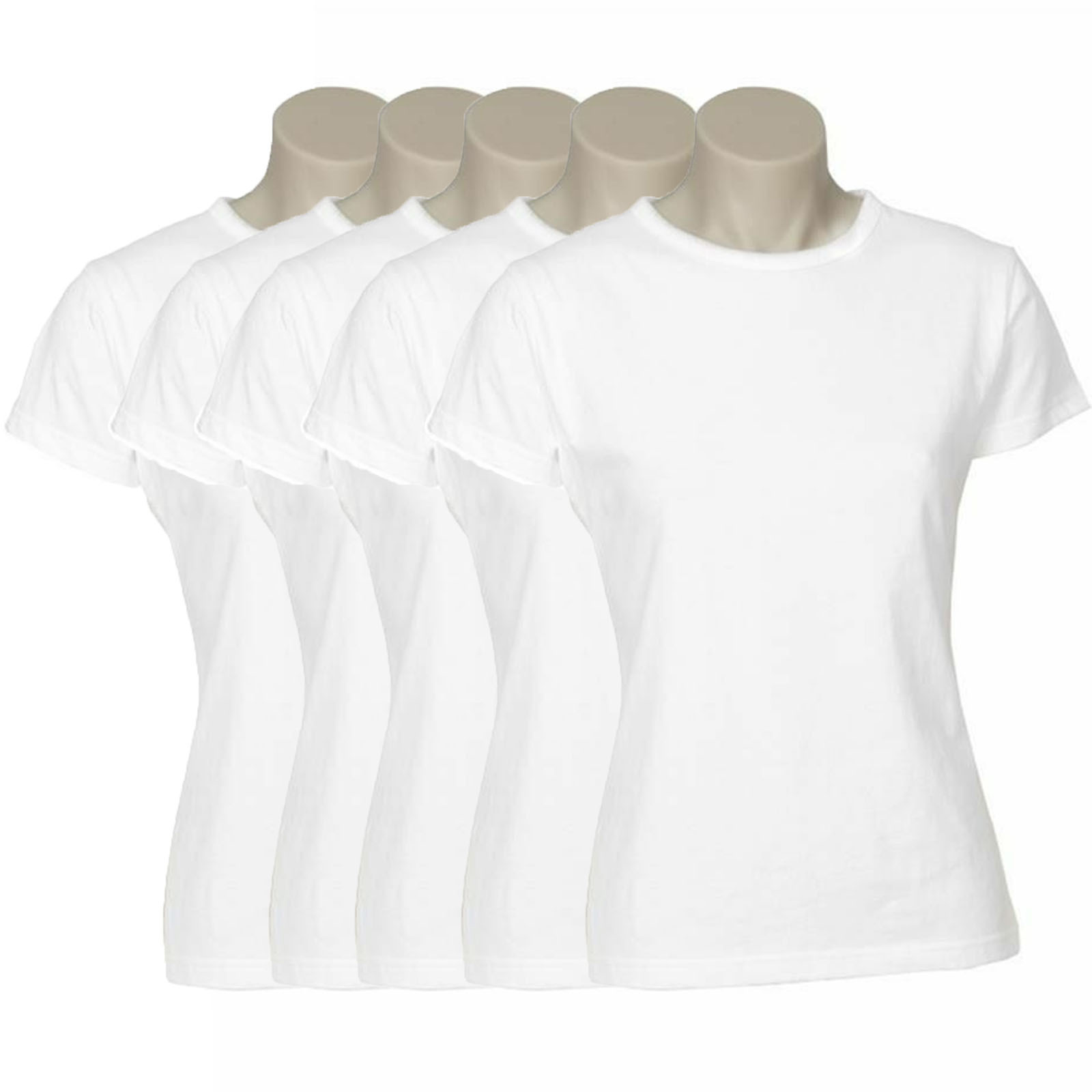5x Women's Plain Ladies T SHIRT 100% COTTON Basic Tee Casual Top Size 6-24 BULK - Picture 99 of 122