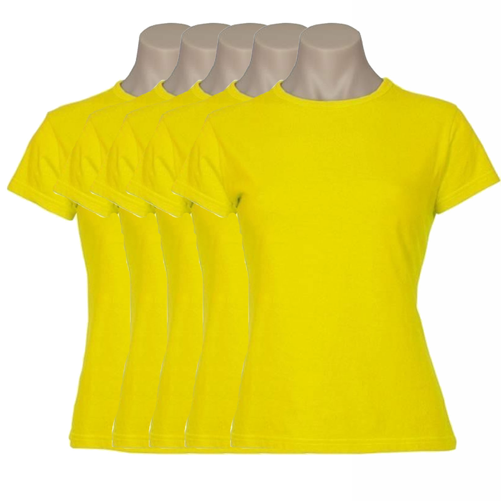 5x Women's Plain Ladies T SHIRT 100% COTTON Basic Tee Casual Top Size 6-24 BULK - Picture 114 of 122