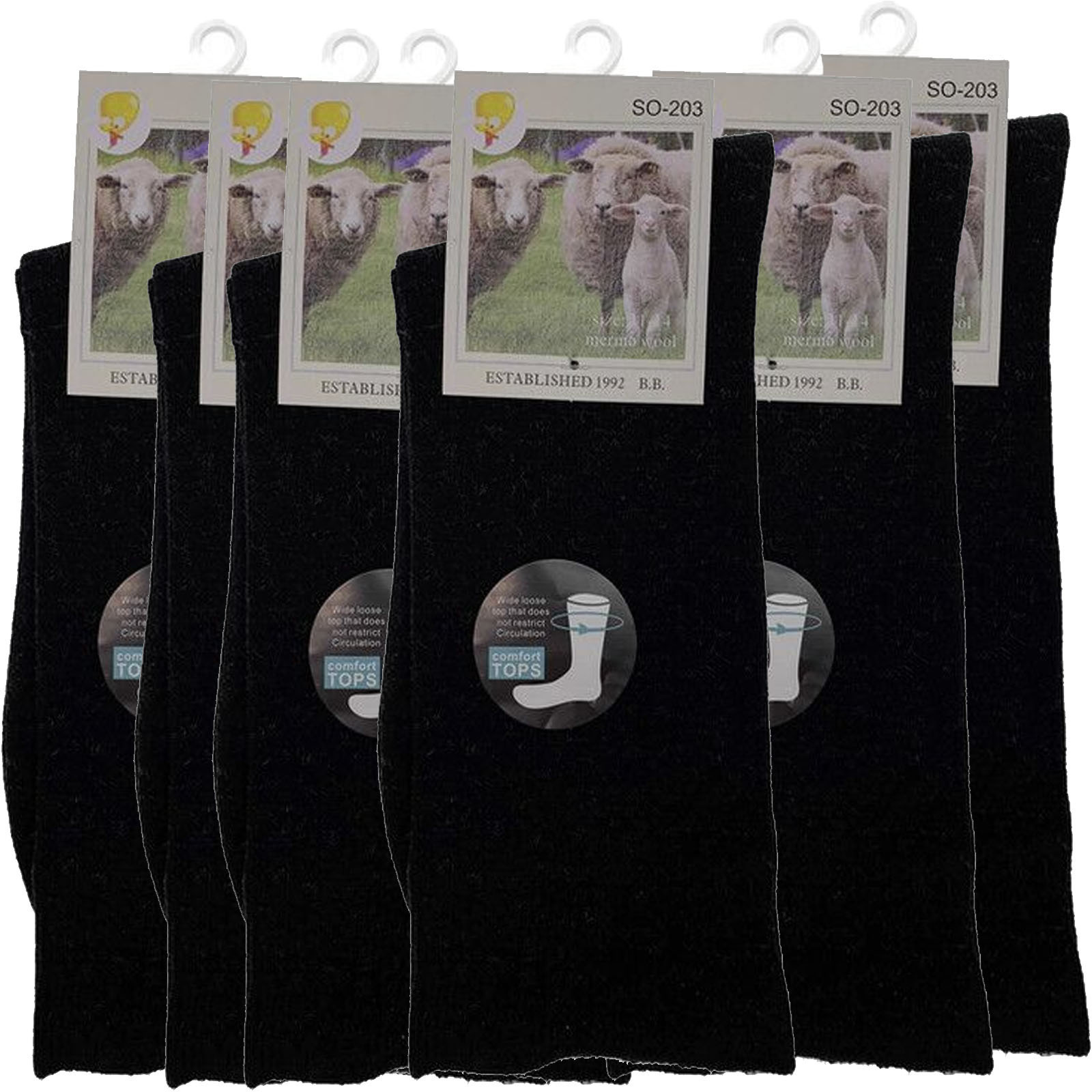 Merino Wool Men's Loose Top Thermal Socks Diabetic Comfort Circulation - 6 Pairs - Picture 7 of 24