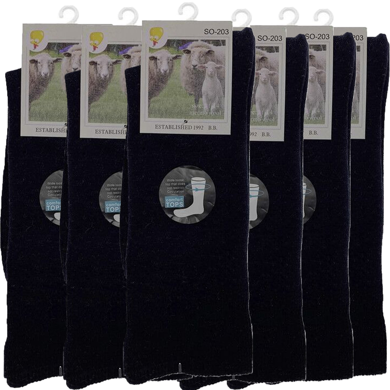 Merino Wool Men's Loose Top Thermal Socks Diabetic Comfort Circulation - 6 Pairs - Picture 18 of 24