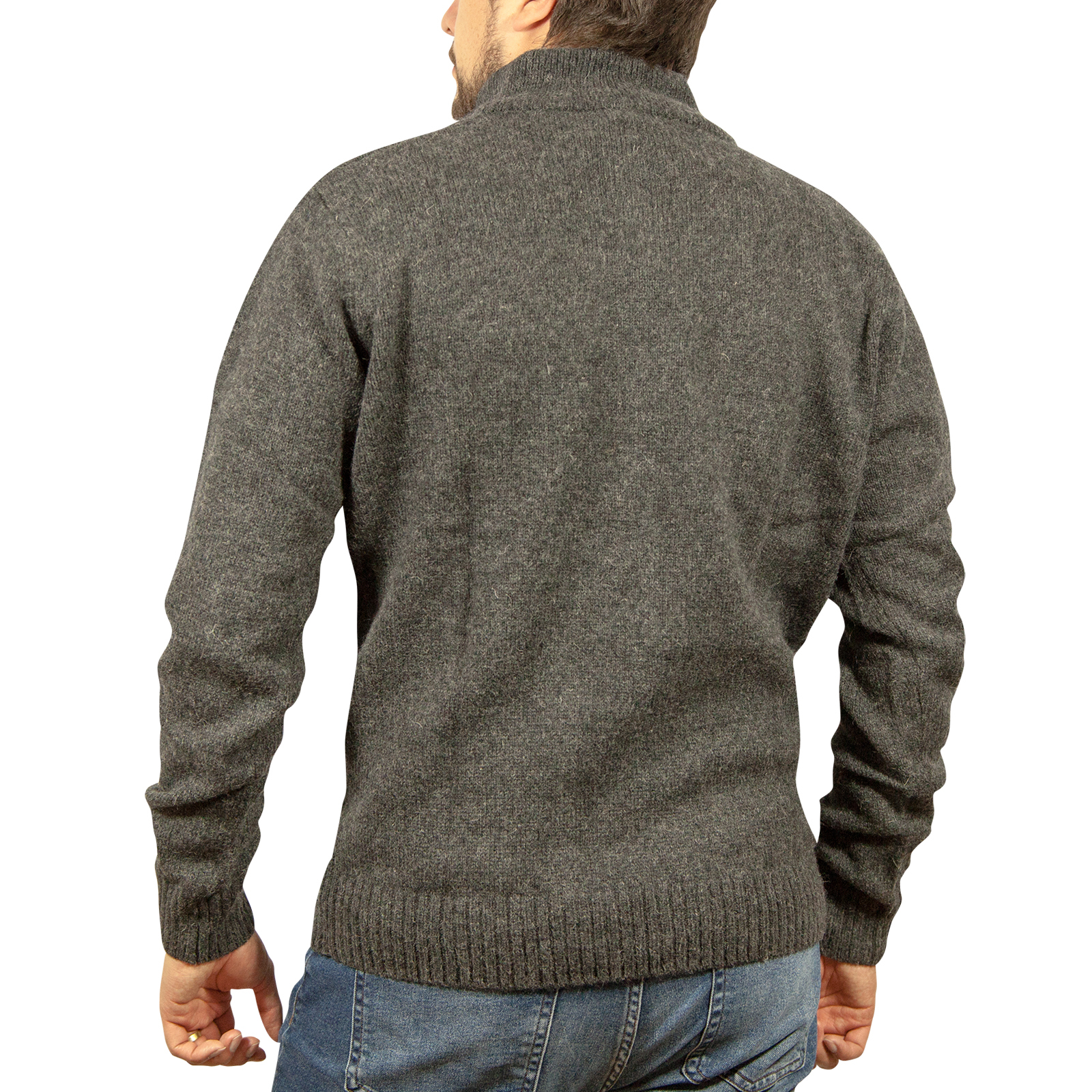 100% SHETLAND WOOL Half Zip Up Knit JUMPER Pullover Mens Sweater Knitted New - Picture 23 of 143