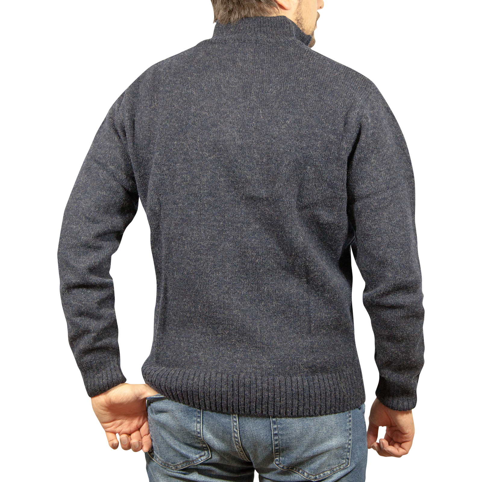 100% SHETLAND WOOL Half Zip Up Knit JUMPER Pullover Mens Sweater Knitted New - Picture 36 of 143