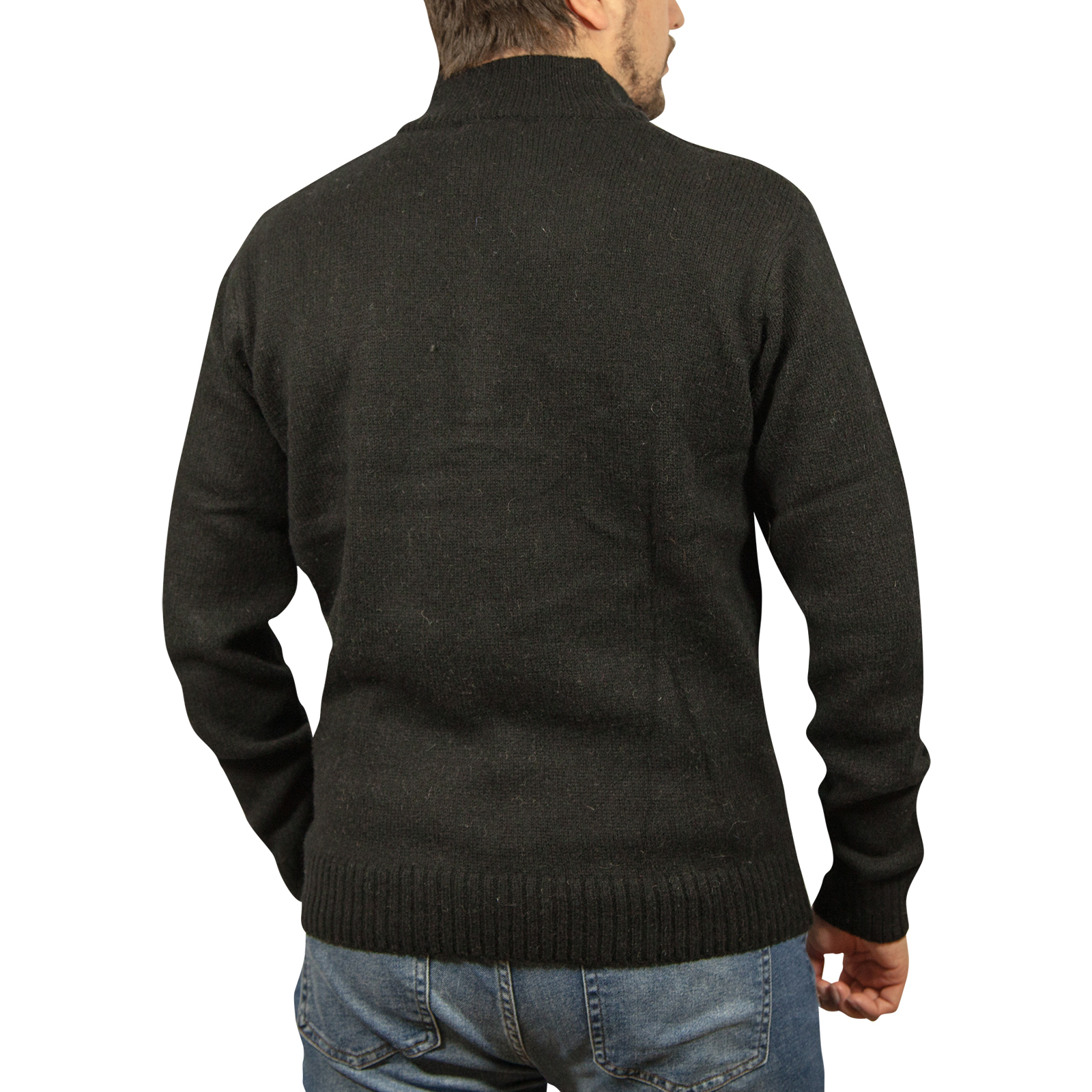 100% SHETLAND WOOL Half Zip Up Knit JUMPER Pullover Mens Sweater Knitted New - Picture 42 of 143