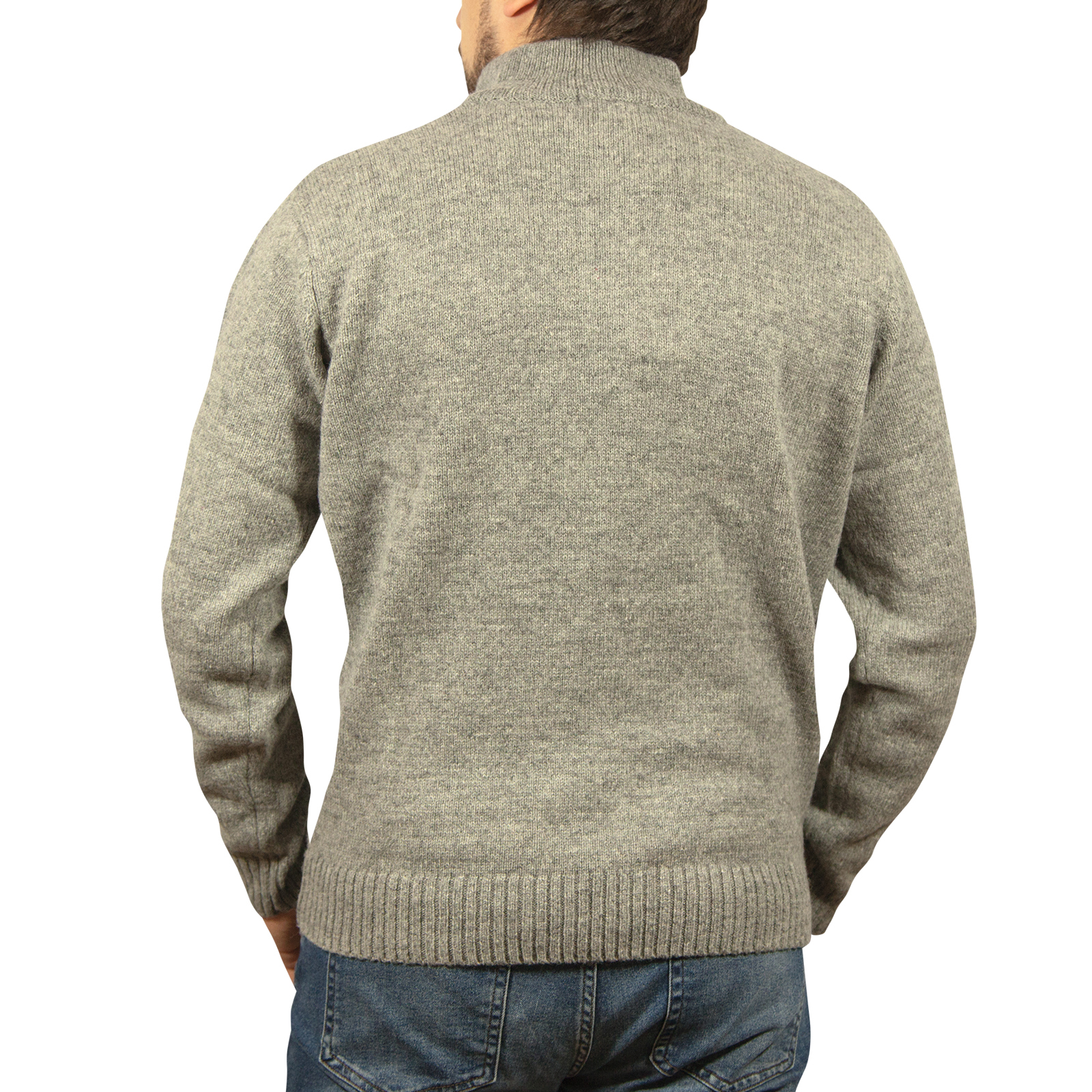 100% SHETLAND WOOL Half Zip Up Knit JUMPER Pullover Mens Sweater Knitted New - Picture 60 of 143