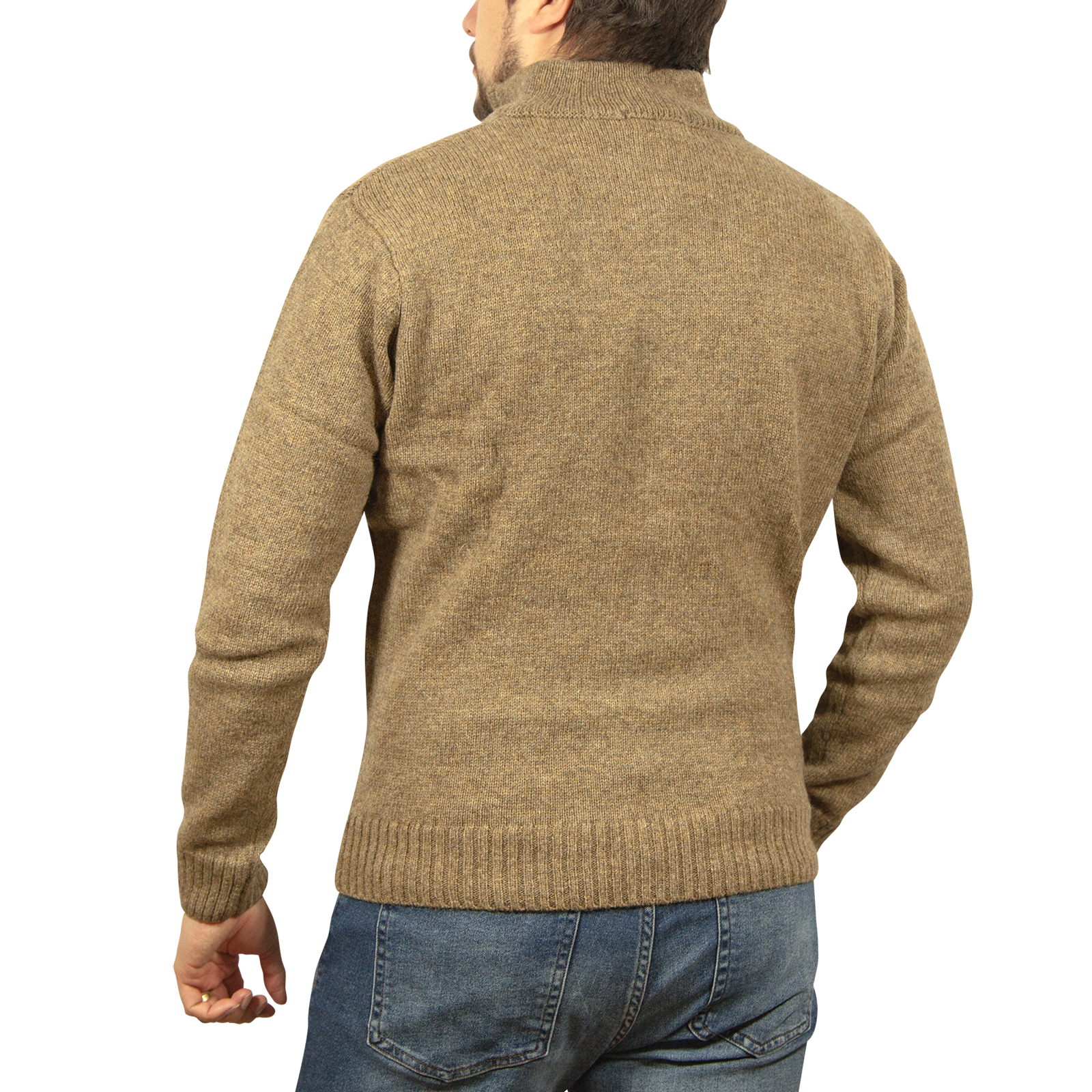 100% SHETLAND WOOL Half Zip Up Knit JUMPER Pullover Mens Sweater Knitted New - Picture 81 of 143