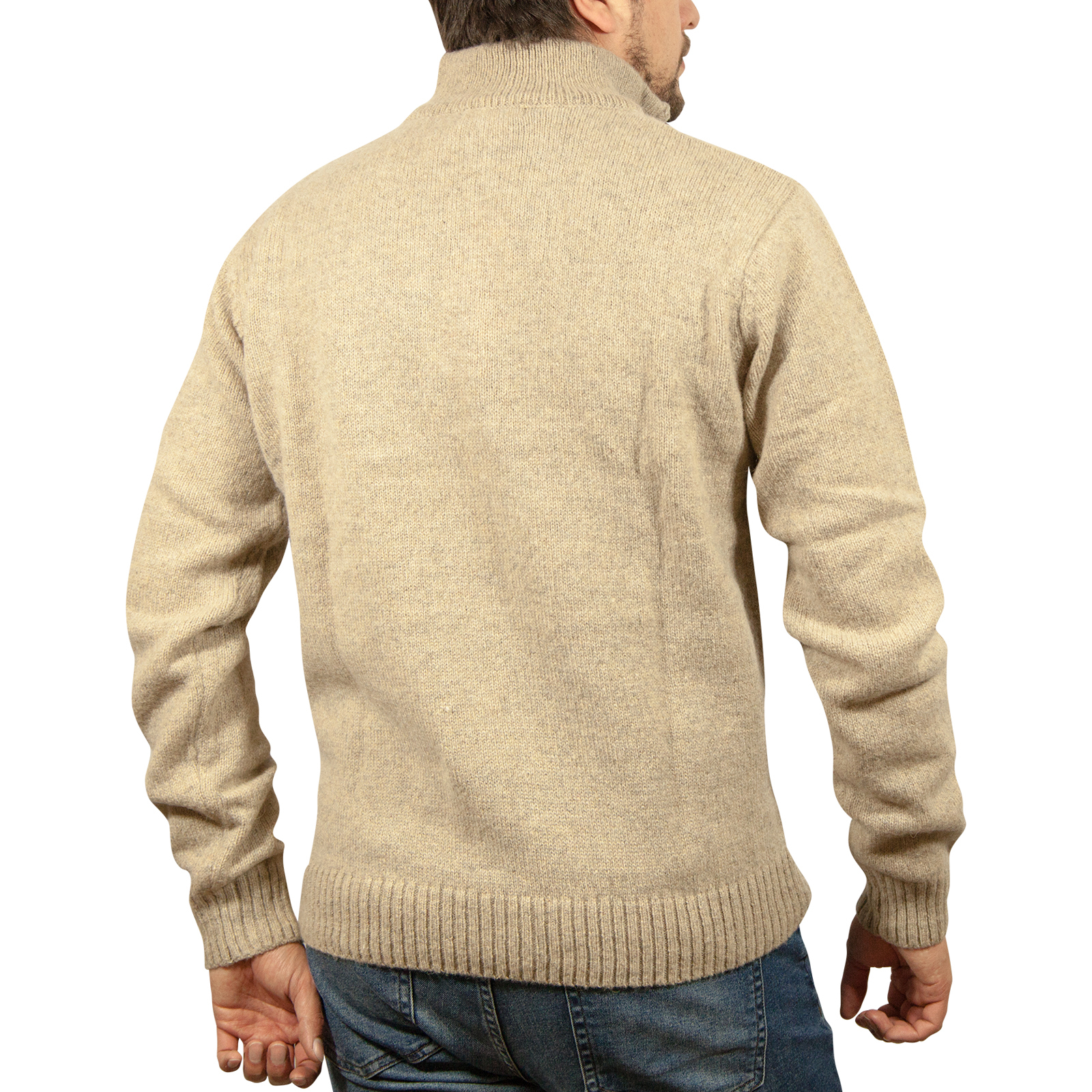 100% SHETLAND WOOL Half Zip Up Knit JUMPER Pullover Mens Sweater Knitted New - Picture 93 of 143