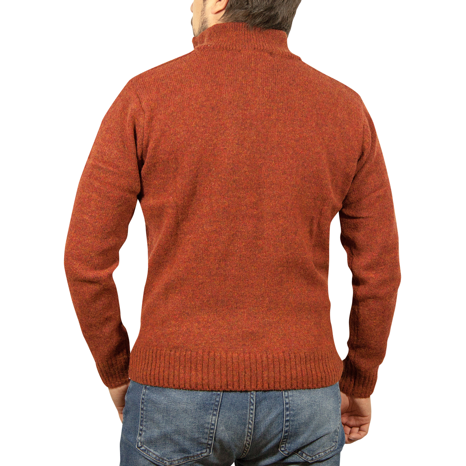 100% SHETLAND WOOL Half Zip Up Knit JUMPER Pullover Mens Sweater Knitted New - Picture 110 of 143