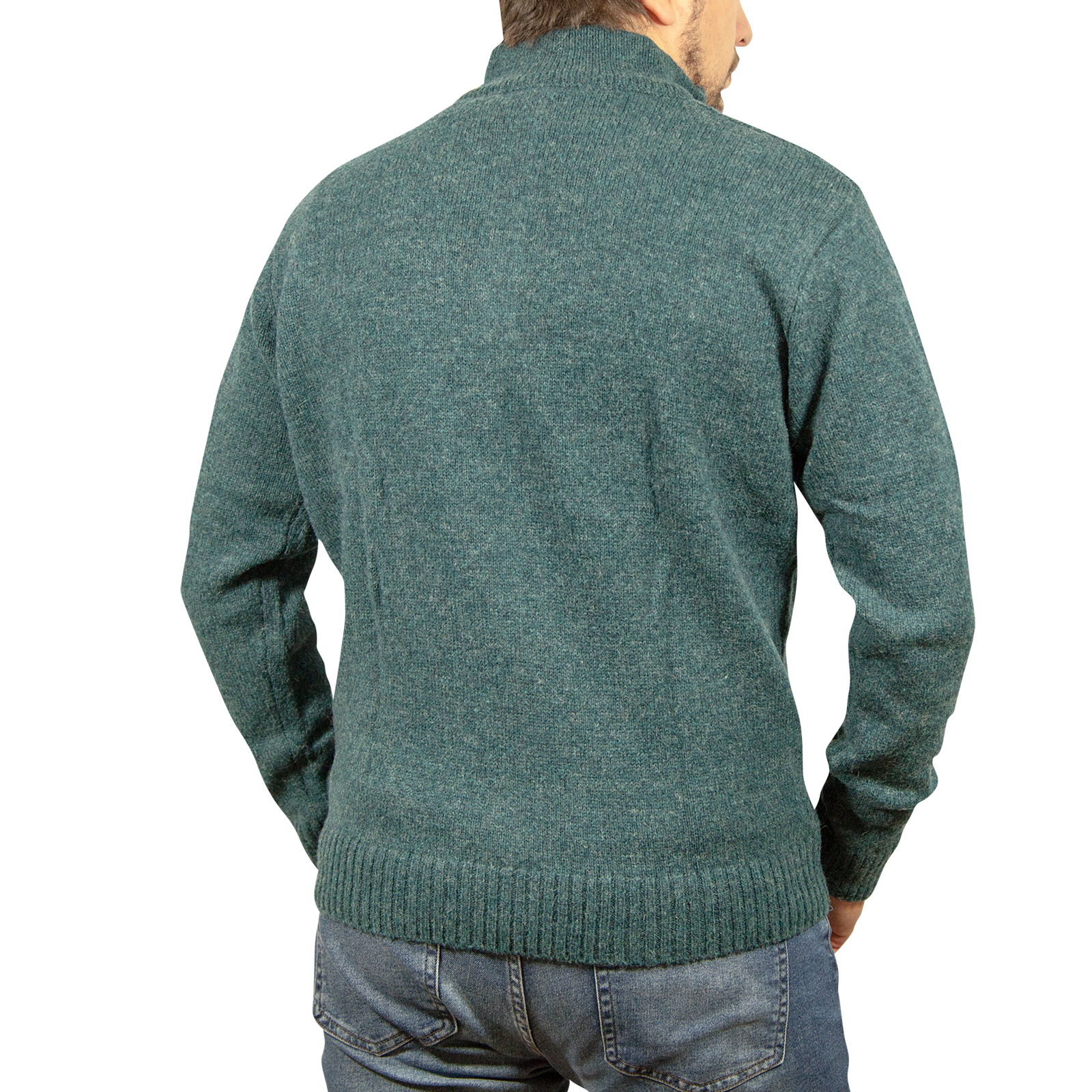 100% SHETLAND WOOL Half Zip Up Knit JUMPER Pullover Mens Sweater Knitted New - Picture 131 of 143