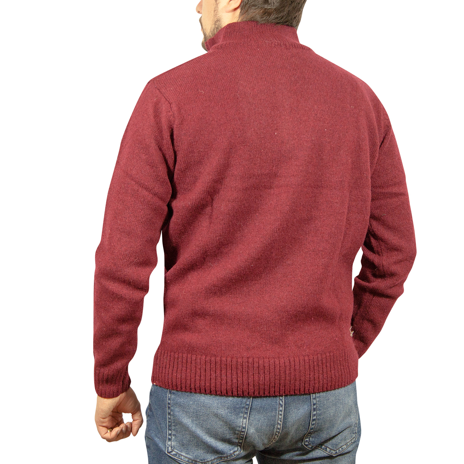 100% SHETLAND WOOL Half Zip Up Knit JUMPER Pullover Mens Sweater Knitted New - Picture 7 of 143