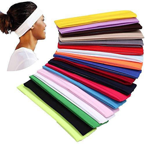 PLAIN HEADBAND Elastic Stretch Sports Yoga Hair Band Unisex 8cm Wide Wrap - Picture 56 of 128
