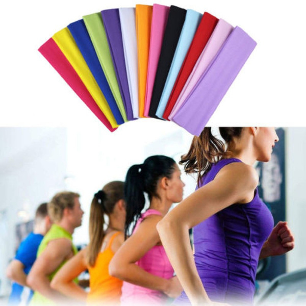PLAIN HEADBAND Elastic Stretch Sports Yoga Hair Band Unisex 8cm Wide Wrap - Picture 97 of 128