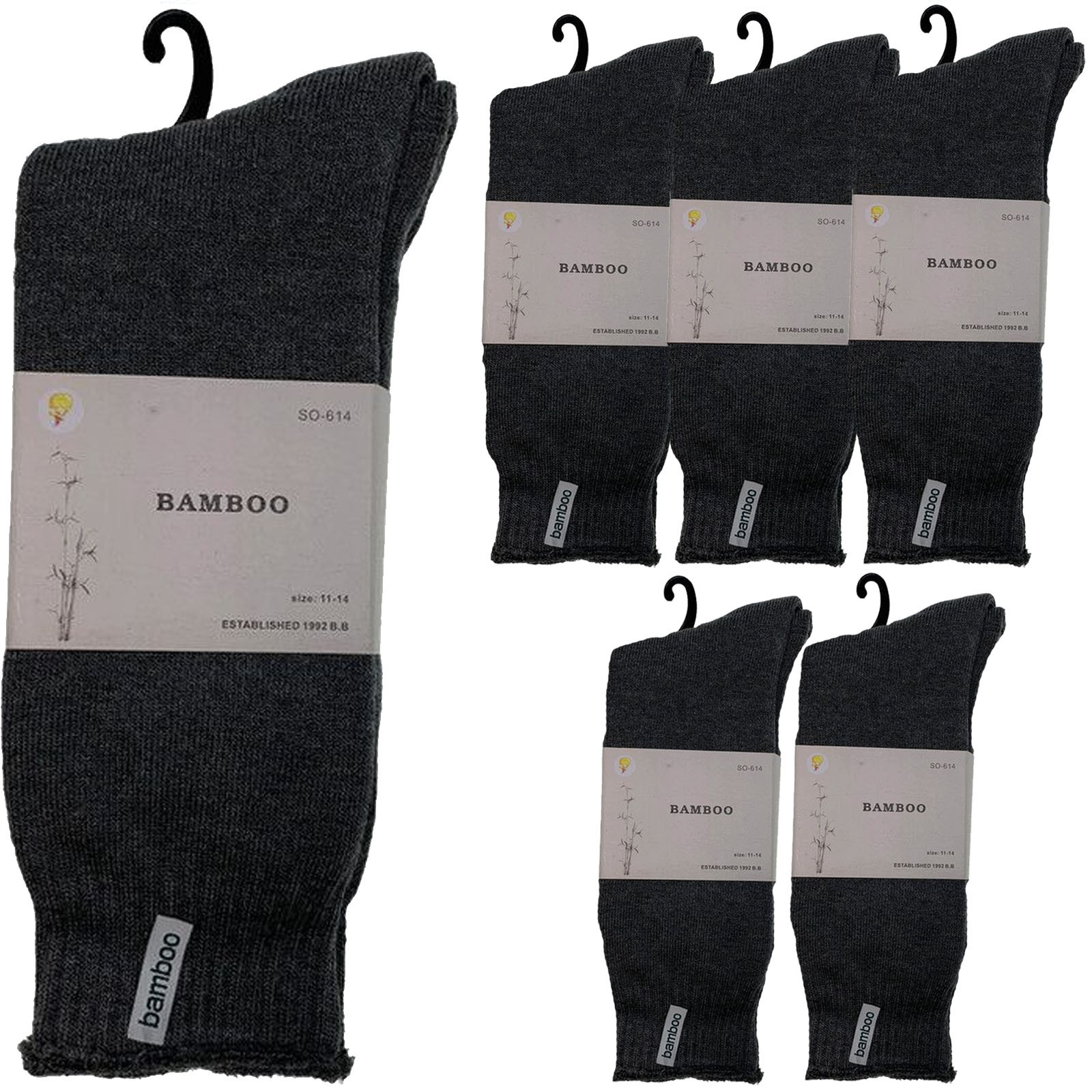 6 Pairs PREMIUM BAMBOO SOCKS Men's Heavy Duty Thick Work Socks BULK Cushion - Picture 22 of 36