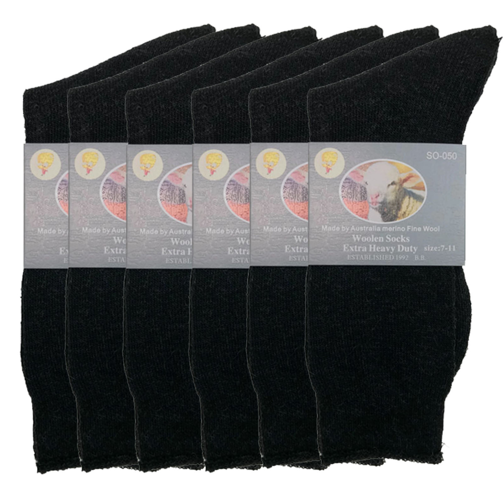 6 Pairs Merino Wool Blend Woolen Work Socks Hiking Heavy Duty Warm Thermal Bulk - Picture 6 of 34