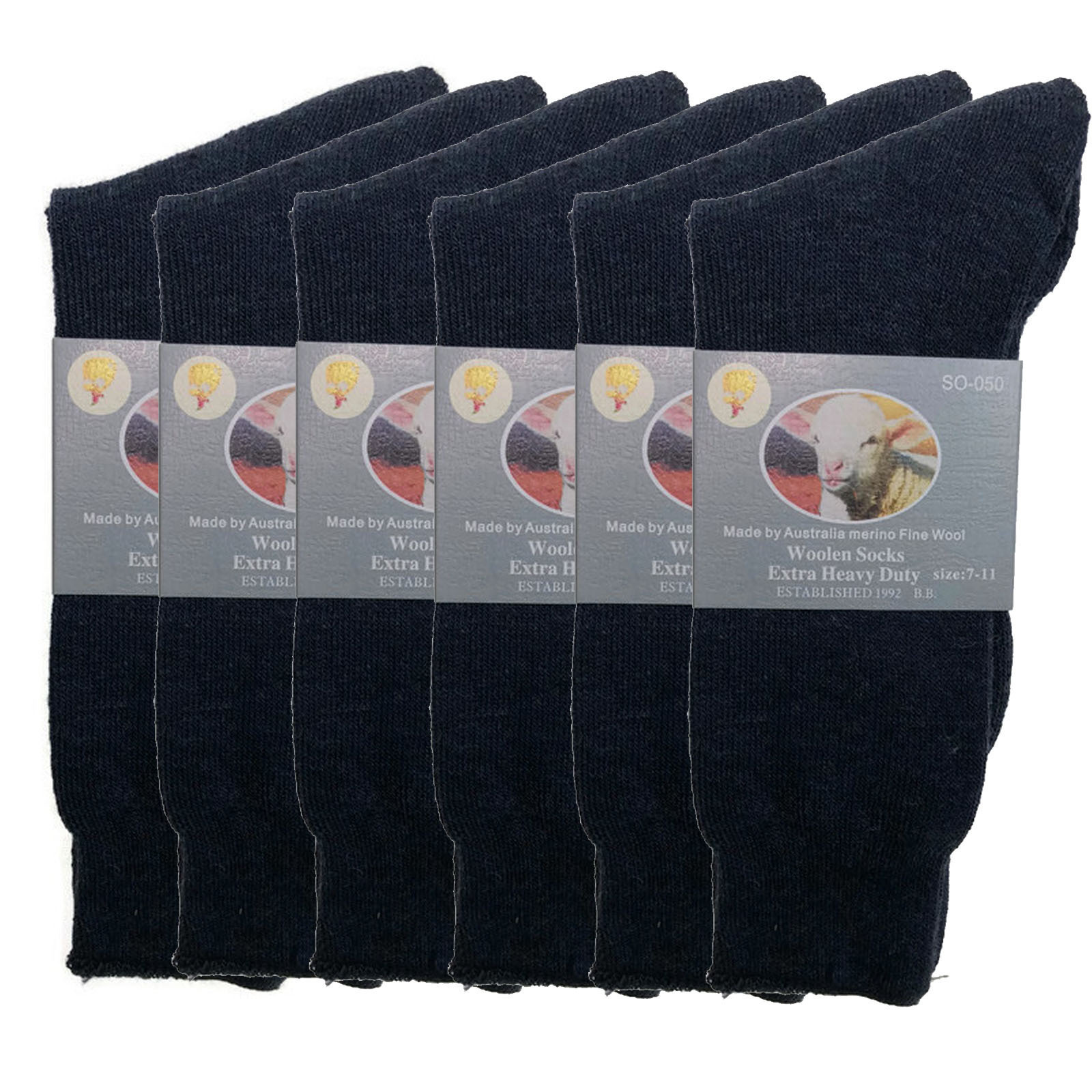 6 Pairs Merino Wool Blend Woolen Work Socks Hiking Heavy Duty Warm Thermal Bulk - Picture 30 of 34
