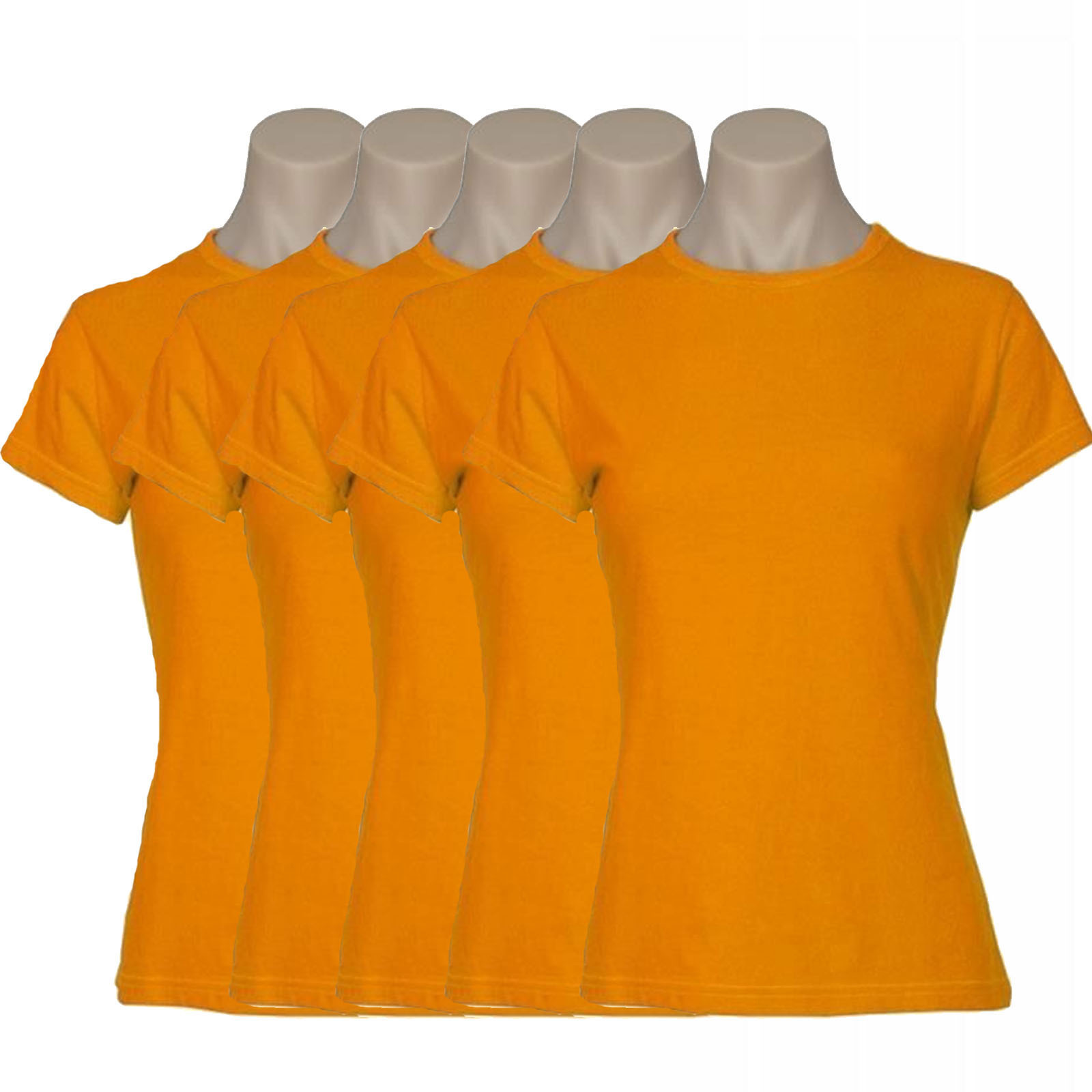5x Women's Plain Ladies T SHIRT 100% COTTON Basic Tee Casual Top Size 6-24 BULK - Picture 85 of 122