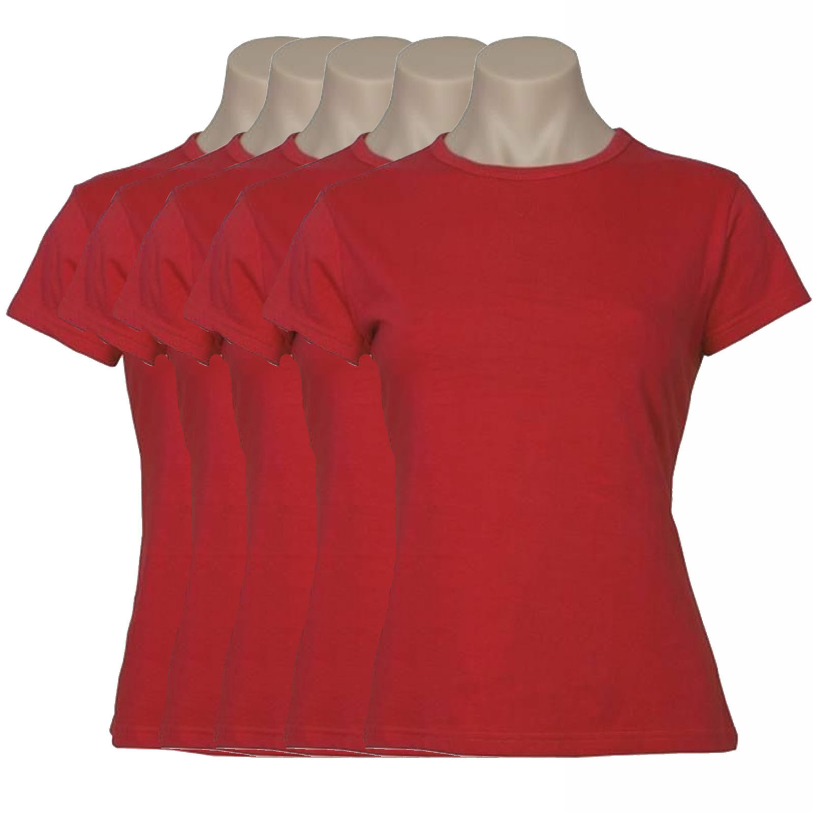 5x Women's Plain Ladies T SHIRT 100% COTTON Basic Tee Casual Top Size 6-24 BULK - Picture 92 of 122