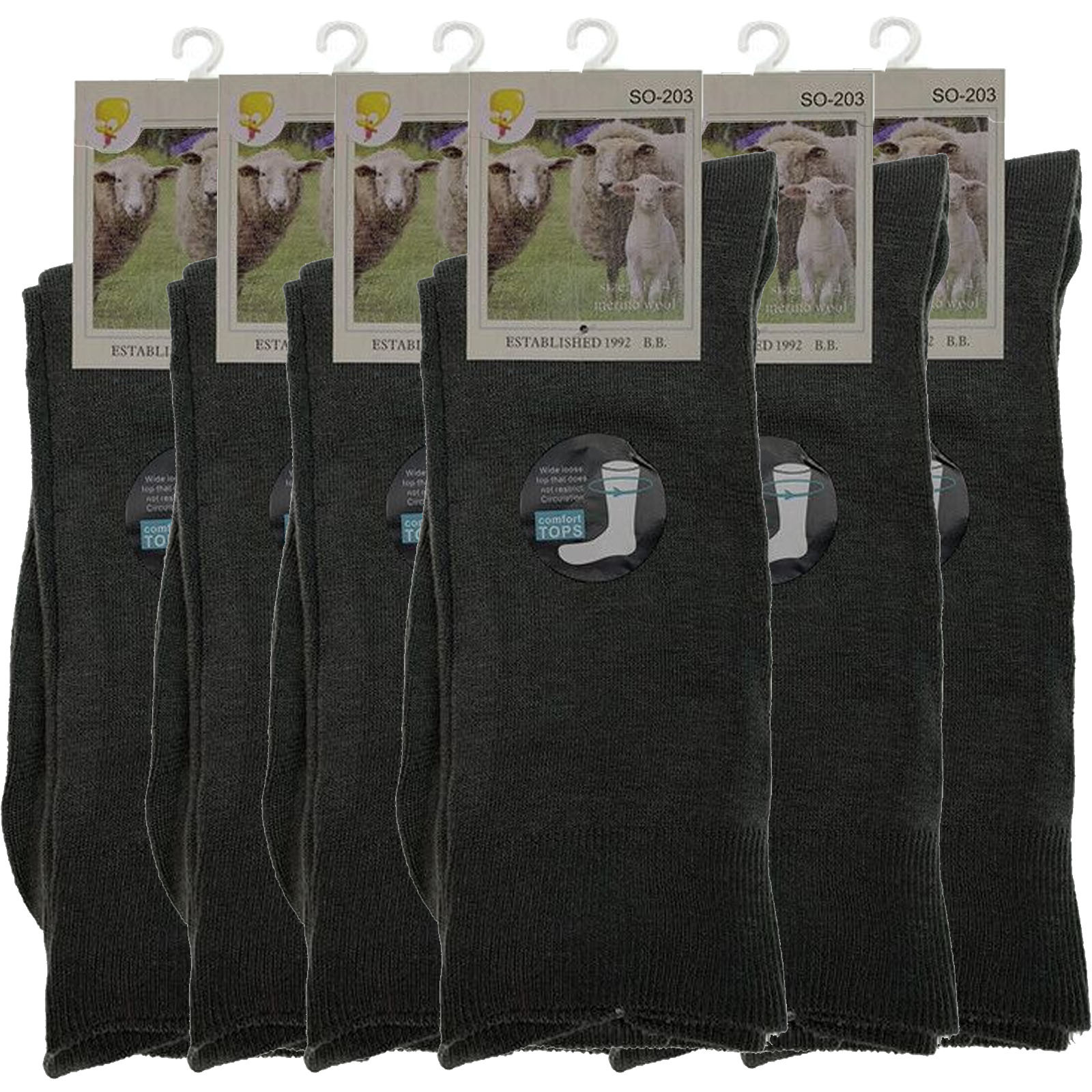 Merino Wool Men's Loose Top Thermal Socks Diabetic Comfort Circulation - 6 Pairs - Picture 15 of 24